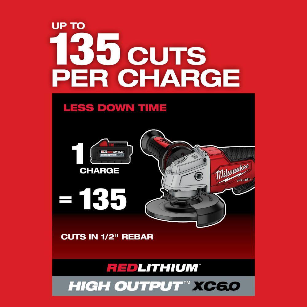 Milwaukee M18 FUEL 18V Lithium-Ion Brushless Cordless 4-1/2 in./5 in. Angle Grinder Paddle Switch Kit with (3) 6.0 Ah Batteries