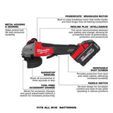 Milwaukee M18 FUEL 18V Lithium-Ion Brushless Cordless 4-1/2 in./5 in. Angle Grinder Paddle Switch Kit with (3) 6.0 Ah Batteries