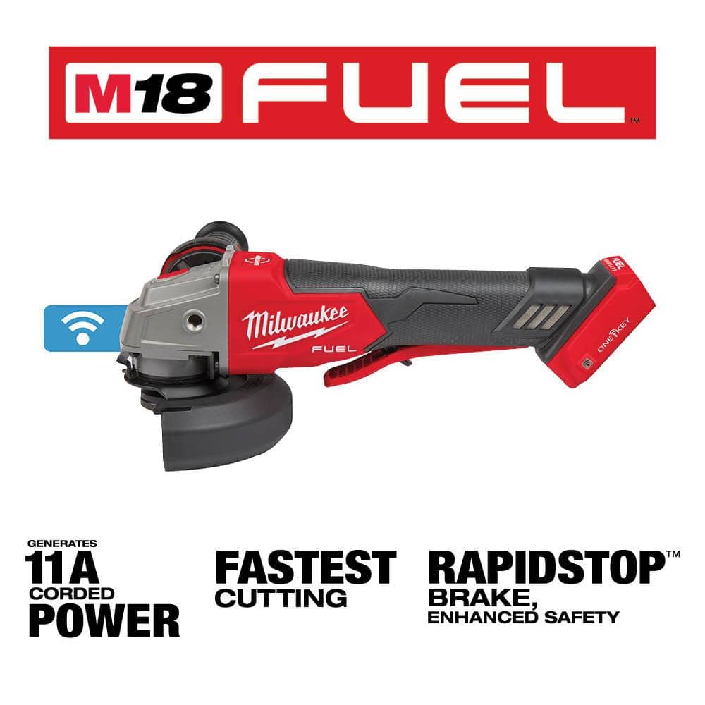 Milwaukee M18 FUEL 18-Volt 4-1/2 in./5 in. Cordless Grinder Kit with Paddle Switch & Braking Grinder, (2) M18 6.0Ah Batteries