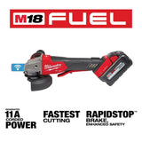 Milwaukee M18 FUEL 18-Volt Lithium-Ion Brushless Cordless 4-1/2 in./5 in. Braking Grinder Kit w/M18 FUEL Compact Impact Wrench