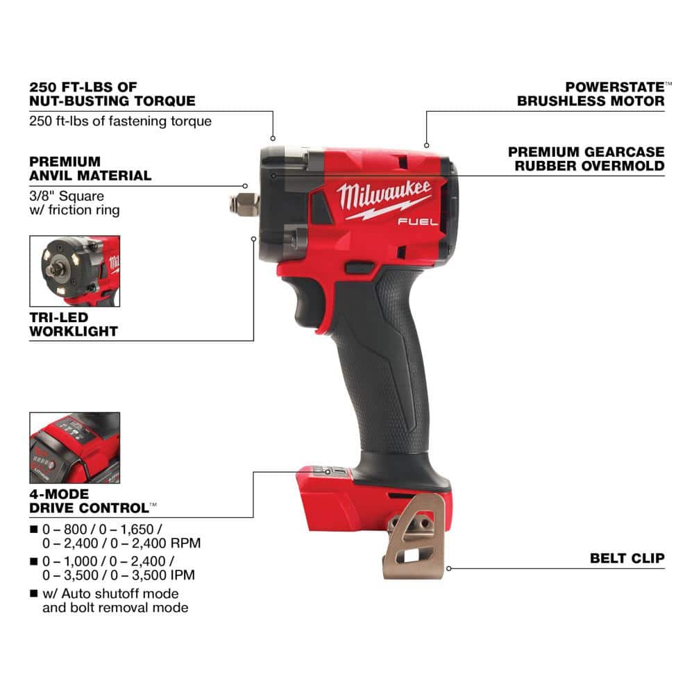Milwaukee M18 FUEL 18-Volt Lithium-Ion Brushless Cordless 4-1/2 in./5 in. Braking Grinder Kit w/M18 FUEL Compact Impact Wrench