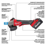 Milwaukee M18 FUEL 18-Volt Lithium-Ion Brushless Cordless 4-1/2 in./5 in. Braking Grinder Kit w/M18 FUEL Compact Impact Wrench