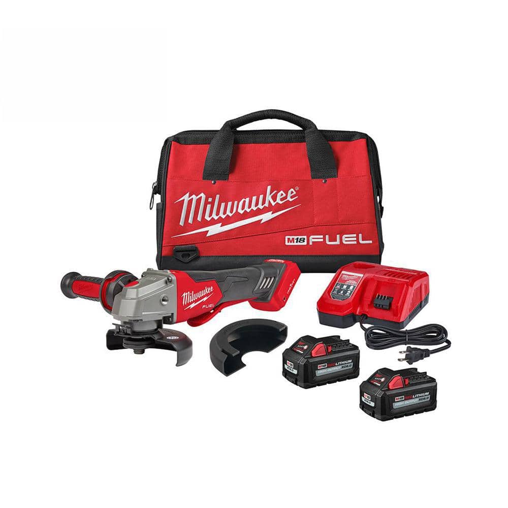 Milwaukee M18 FUEL 18-Volt Lithium-Ion Brushless Cordless 4-1/2 in./5 in. Braking Grinder Kit w/M18 FUEL Compact Impact Wrench