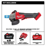 Milwaukee M18 FUEL 18V Lithium‑Ion Brushless Cordless 4-1/2 in./5 in. Braking Grinder Kit w/ Paddle Switch, (3) 6.0Ah Batteries