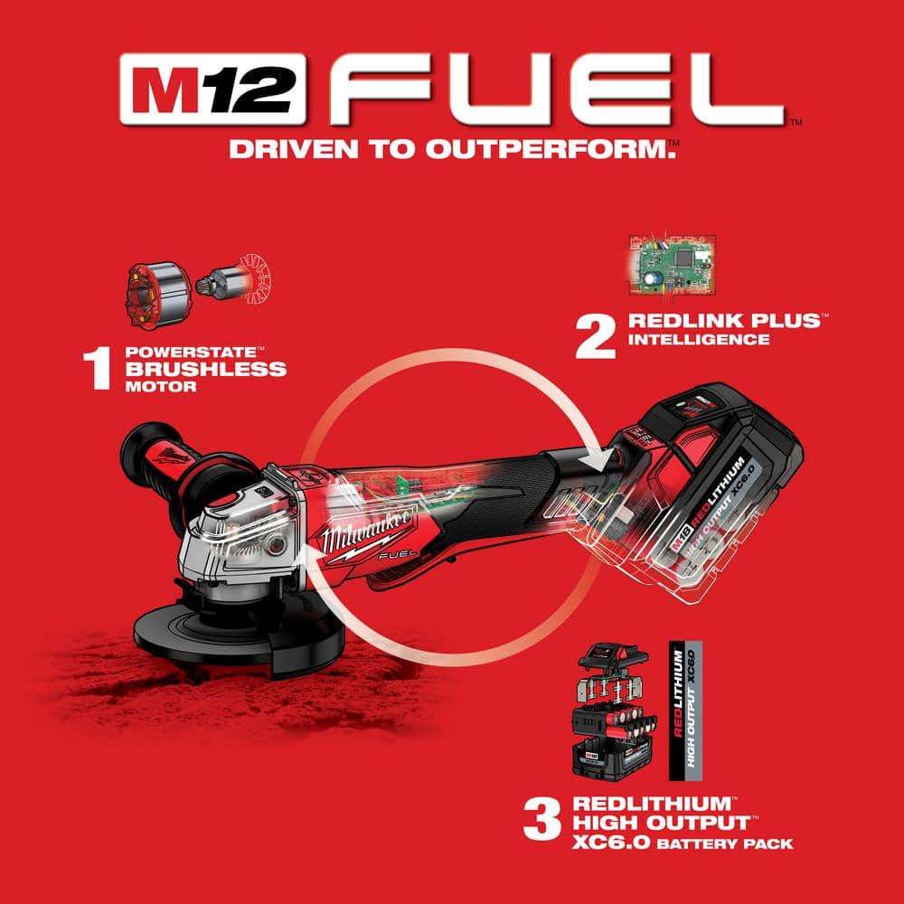 Milwaukee M18 FUEL 18V Brushless Cordless 4-1/2 in./5 in. Braking Angle Grinder Kit (2882-22 + 2888-20)