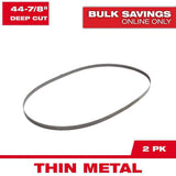 Milwaukee 44-7/8 in. 18 TPI Bi-Metal Deep Cut Portable Band Saw Blades, 2-Pack