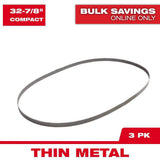 Milwaukee 32-7/8 in. x 18 TPI Bi-Metal Compact Band Saw Blade, 3-Pack (48-39-0579)