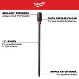 Milwaukee 12 in. x 7/16 in. QUIK-LOK Universal Extension Bit, Impact-Rated