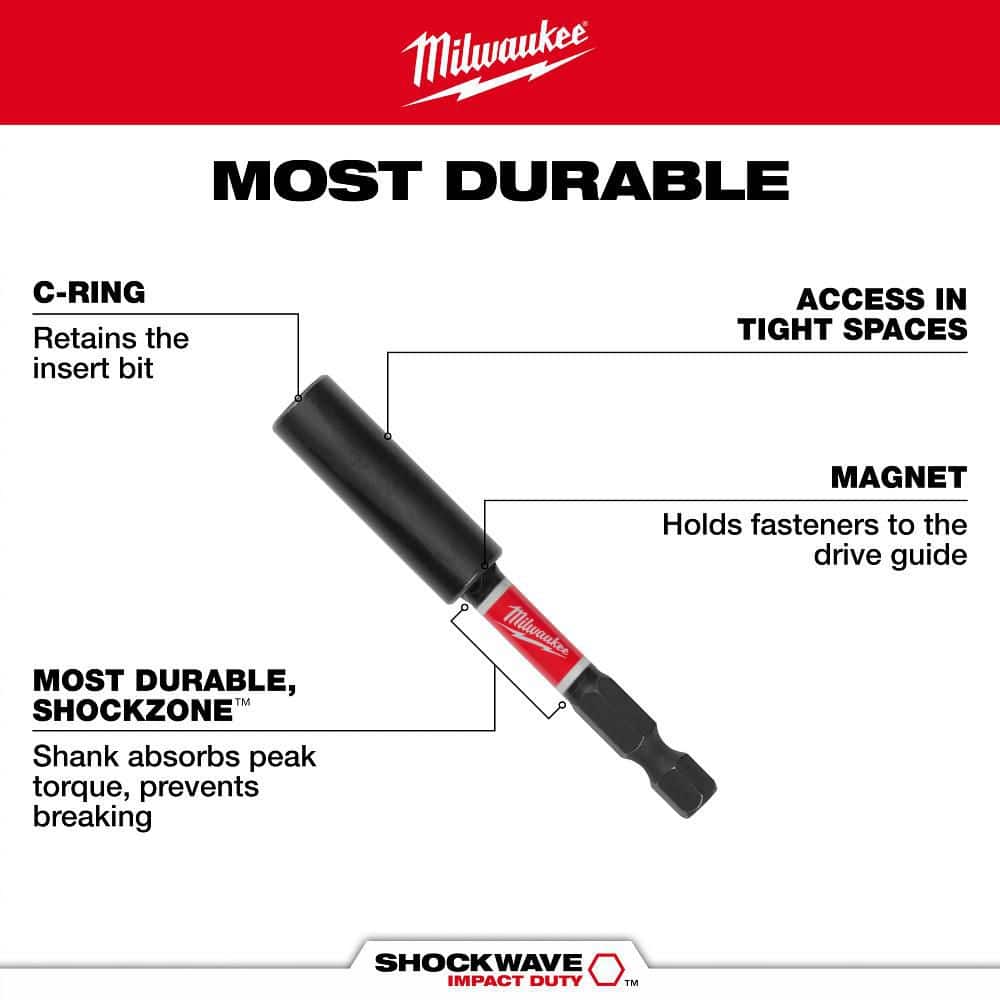 Milwaukee SHOCKWAVE Impact Duty 12 in. Magnetic Bit Holder, 1/4 in. Hex