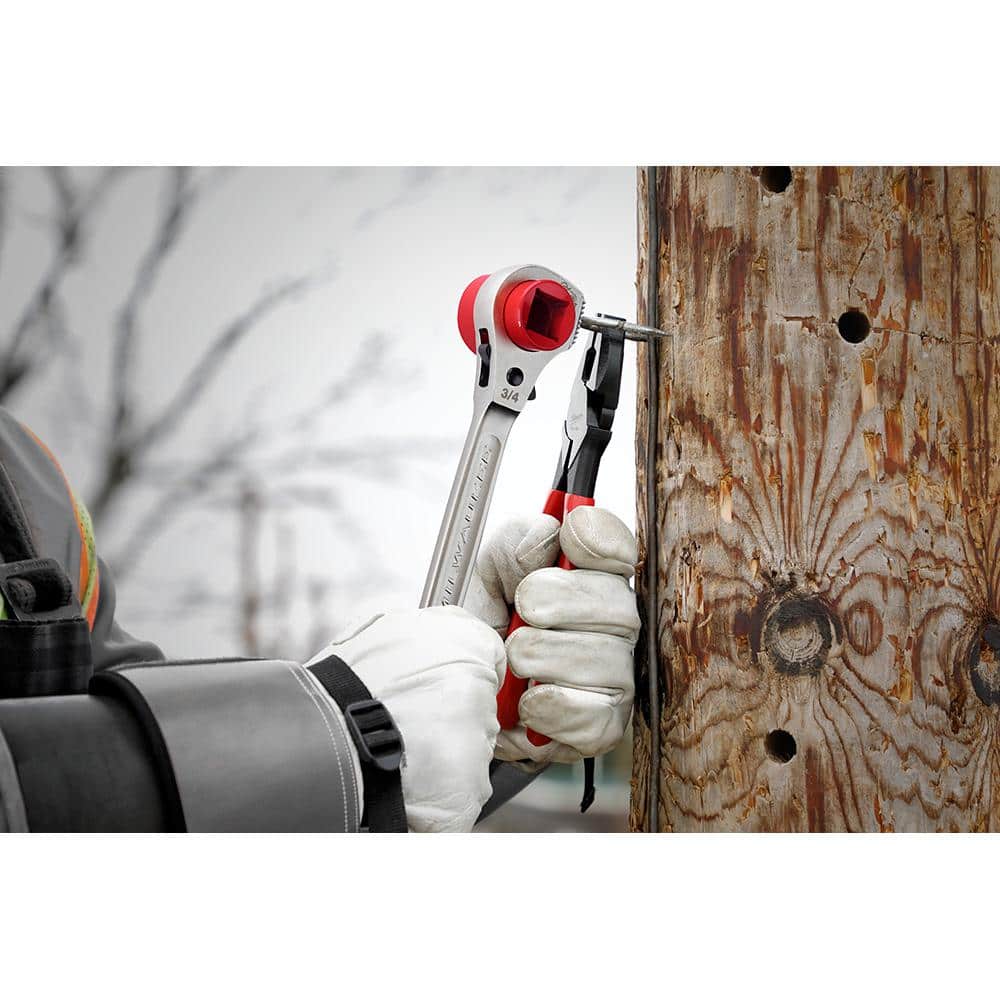 Milwaukee Lineman's 5-In-1 3/4 in. Ratcheting Wrench with Smooth Milled Face & Lineman's 2-In-1 Insulated Ratcheting Box Wrench