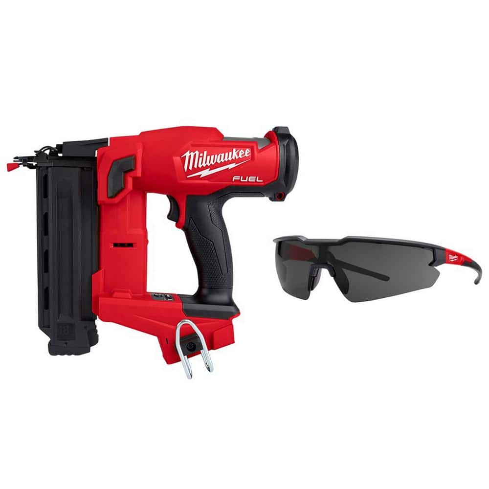 Milwaukee M18 FUEL 18-Volt Brushless Cordless Gen II 18-Gauge Brad Nailer (Tool-Only) with Tinted Anti-Scratch Safety Glasses