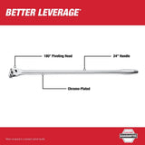 Milwaukee 1/2 in. Drive 24 in. Breaker Bar, Chrome-Plated Pivoting Head (48-22-9013)