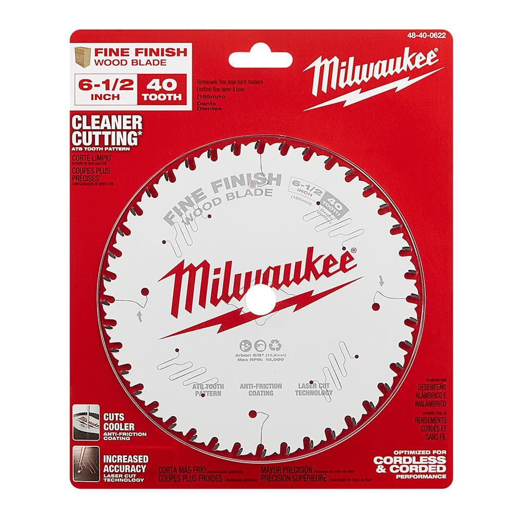 Milwaukee 6-1/2 in. Fine Finish Circular Saw Blade, 40-Tooth (2-Pack)
