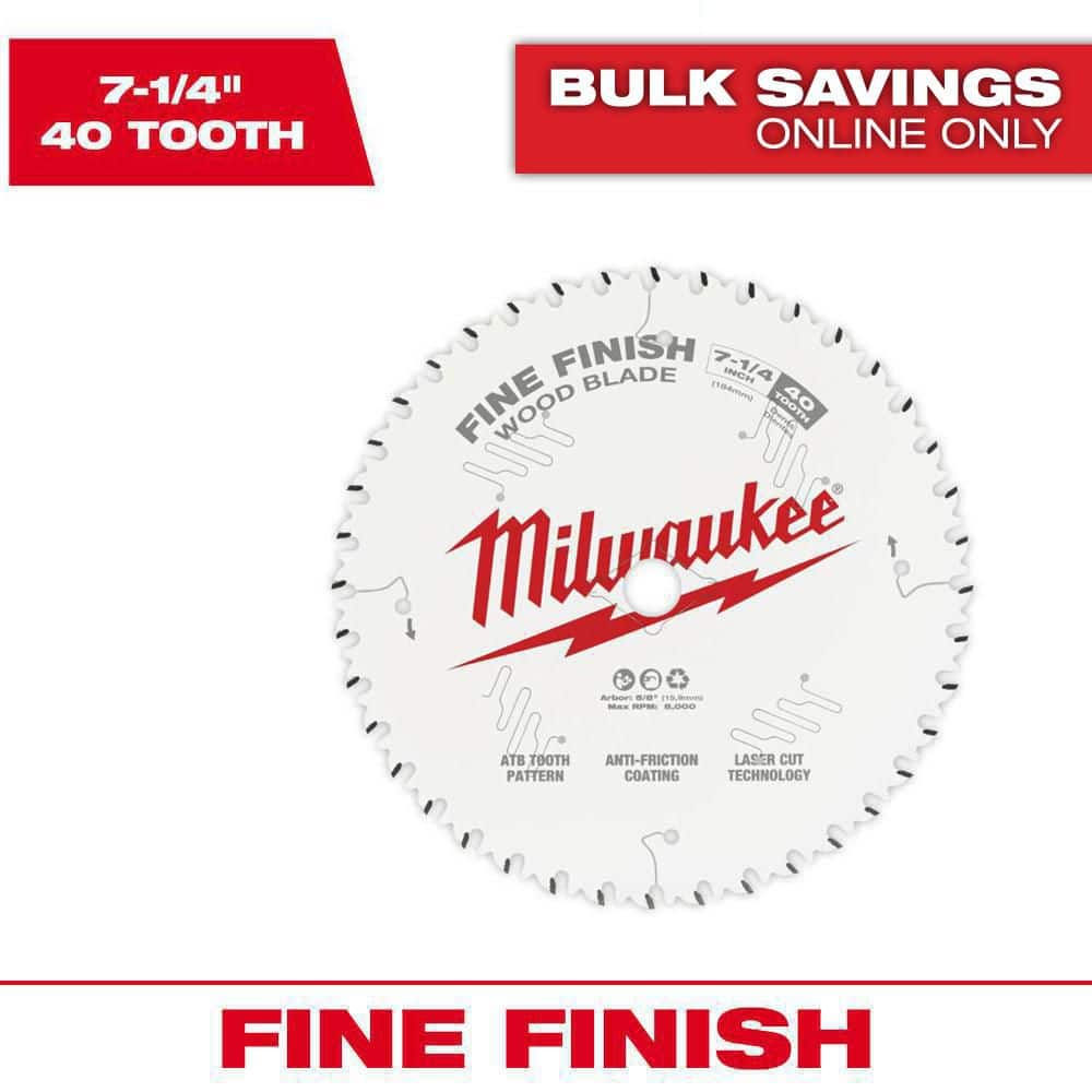 Milwaukee 7-1/4 in. x 40-Tooth Fine Finish Circular Saw Blade, 5/8 in. Arbor