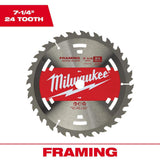 Milwaukee 7-1/4 in. x 24-Tooth Framing Circular Saw Blade (2-Pack)
