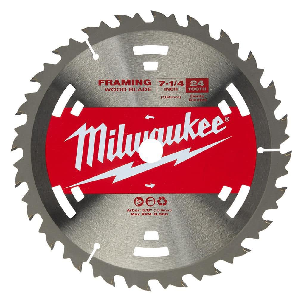 Milwaukee 7-1/4 in. x 24-Tooth Framing Circular Saw Blade (2-Pack)