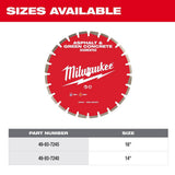 Milwaukee 16 in. Asphalt & Green Concrete Segmented Diamond Blade, 1 in/20 mm Arbor, 5,460 RPM (49-93-7245)