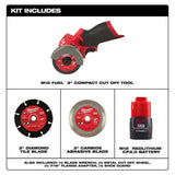 Milwaukee M12 FUEL 12V Brushless Cordless 3 in. Cut-Off Saw with HIGH OUTPUT CP2.5 Battery