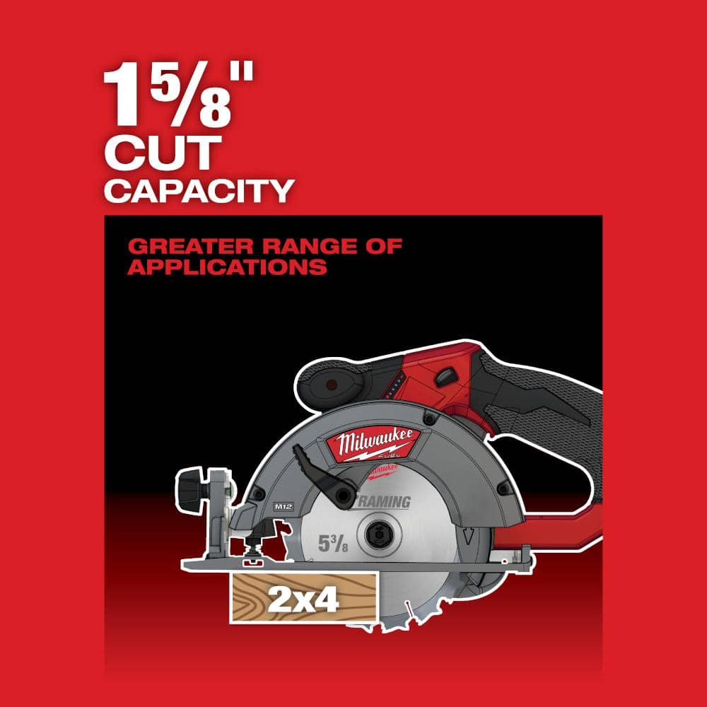 Milwaukee M12 FUEL 12-Volt Lithium-Ion Brushless Cordless 5-3/8 in. Circular Saw, Tool-Only (Includes 16T Carbide-Tipped Blade)