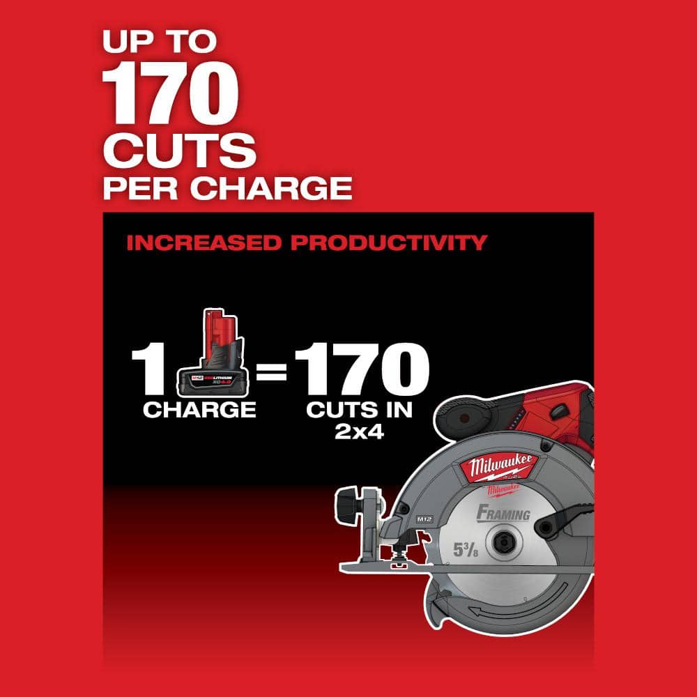 Milwaukee M12 FUEL 12-Volt Lithium-Ion Brushless Cordless 5-3/8 in. Circular Saw, Tool-Only (Includes 16T Carbide-Tipped Blade)