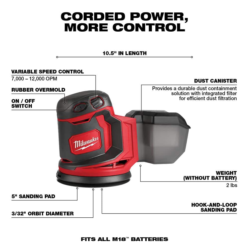 Milwaukee M18 18V Lithium‑Ion Cordless 6‑1/2 in. Circular Saw with M18 5 in. Random Orbit Sander