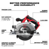 Milwaukee M18 18V Lithium-Ion Cordless 6-1/2 in. Circular Saw, Tool-Only (2630-20) with 5-Year Warranty