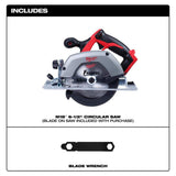 Milwaukee M18 18V Lithium-Ion Cordless 6-1/2 in. Circular Saw Kit with Two 3.0Ah Batteries, 2630-20 + 48-11-1837