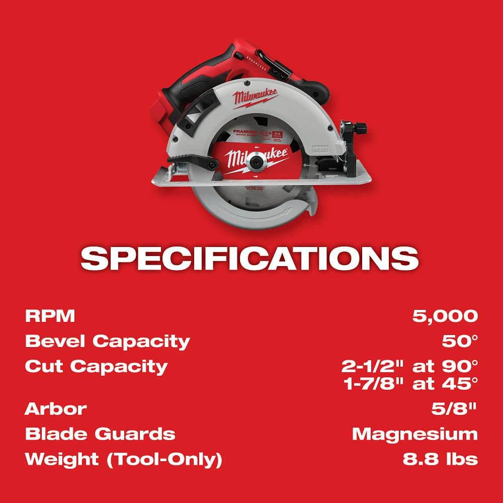 Milwaukee M18 18V Lithium-Ion Brushless Cordless 7-1/4 in. Circular Saw (Tool-Only)