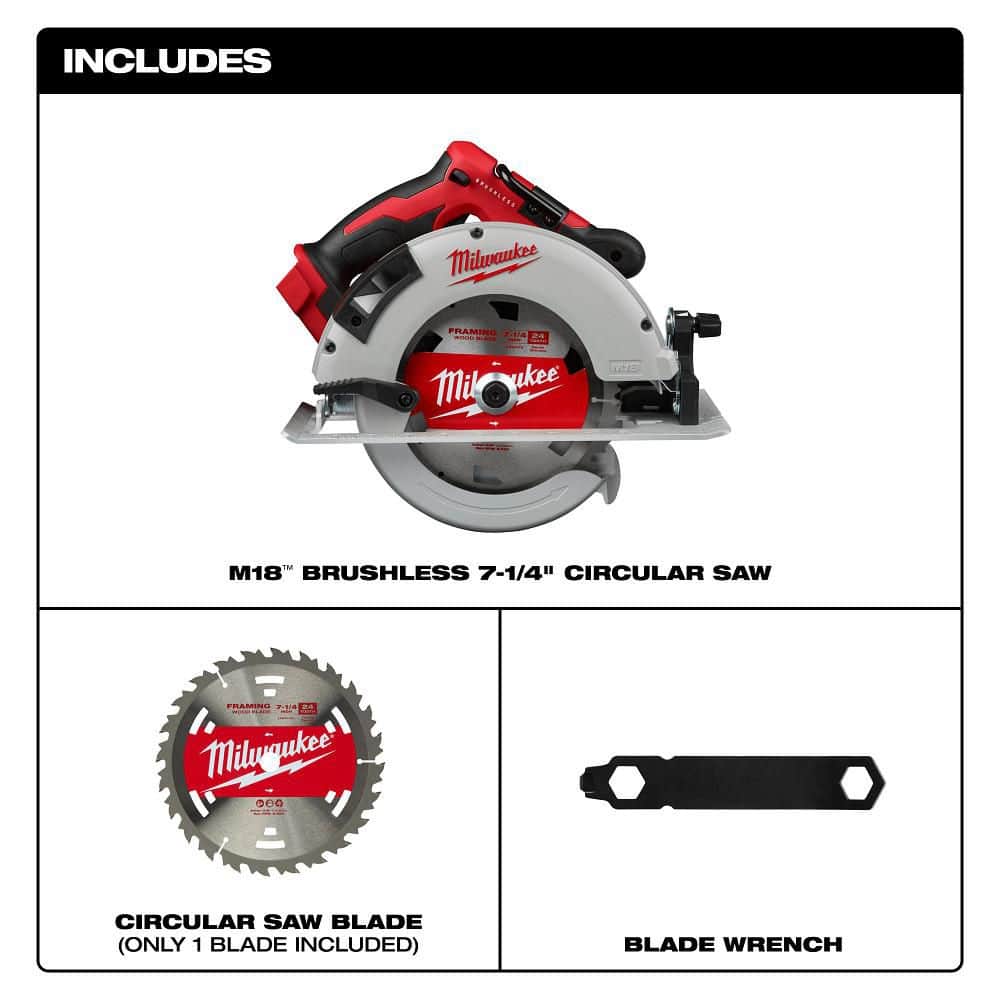 Milwaukee M18 18V Lithium-Ion Brushless Cordless 7-1/4 in. Circular Saw with 5.0Ah Battery