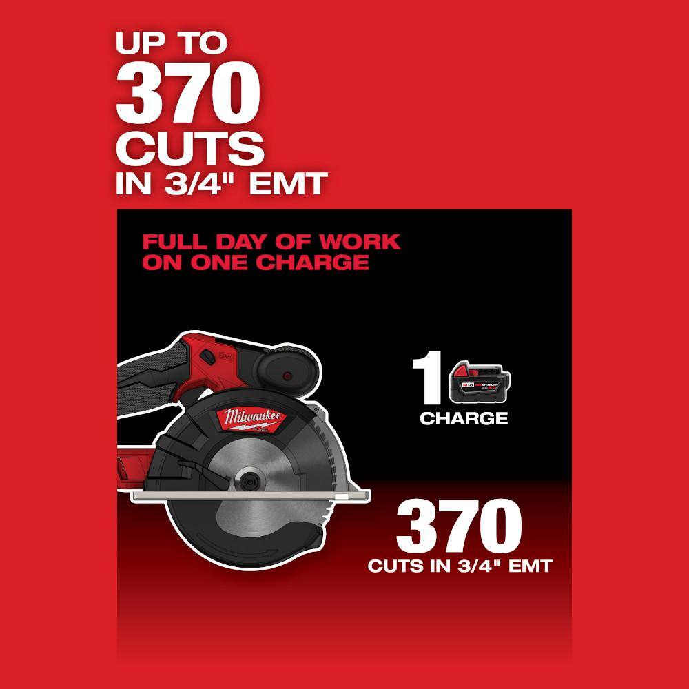 Milwaukee M18 FUEL 18V Brushless Cordless Metal-Cutting Circular Saw Kit, 5-3/8 in., with (2) 5.0Ah Batteries & Charger