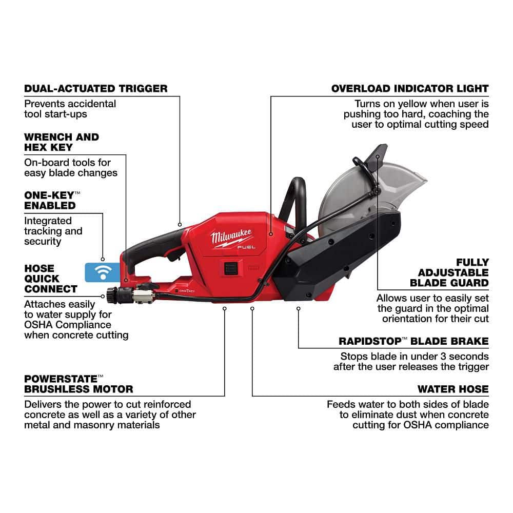Milwaukee M18 FUEL ONE-KEY 18V Brushless Cordless 9 in. Cut-Off Saw Kit with (2) 12.0Ah Batteries, Rapid Charger & 100 ft. Bold Line Chalk Reel
