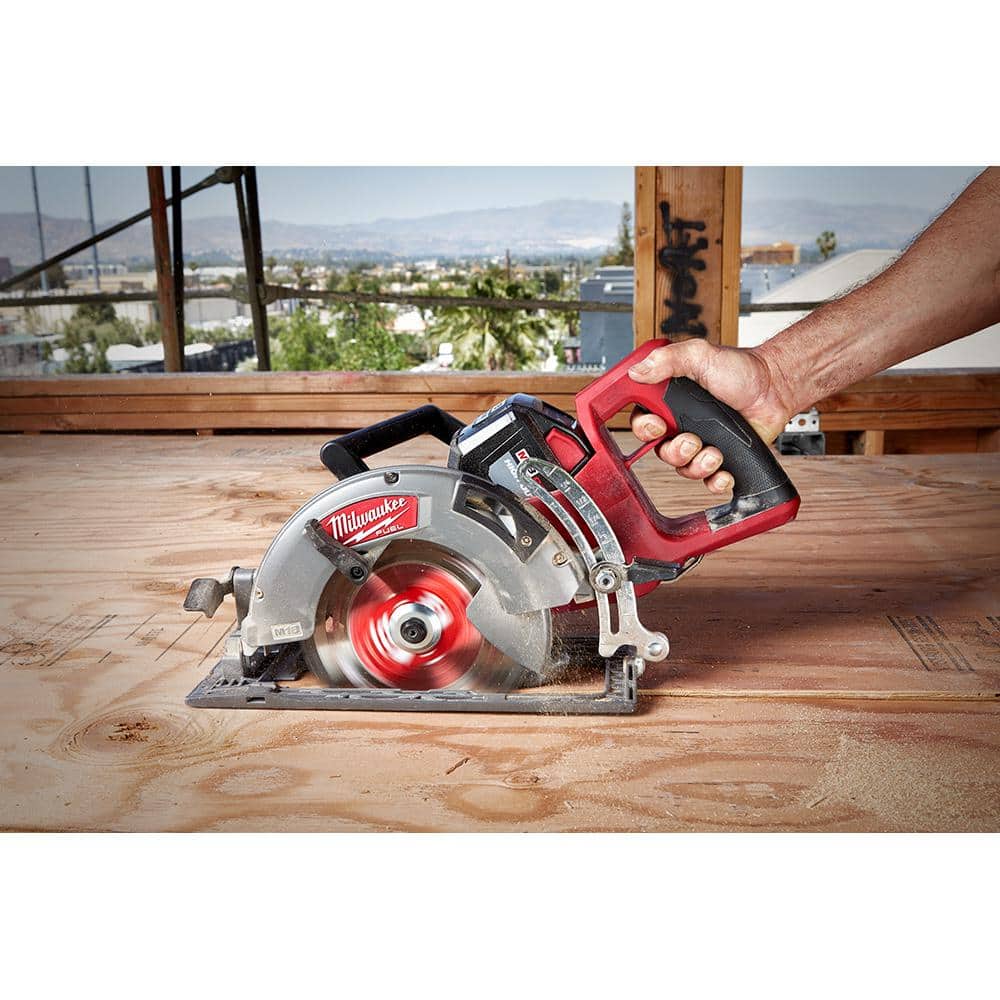 Milwaukee M18 FUEL 18V Lithium-Ion Cordless 7-1/4 in. Rear Handle Circ Saw w/3-1/2 in. 30-Degree Nailer, Two 6 Ah HO Batteries