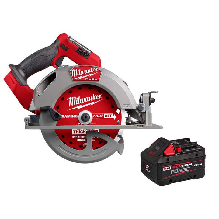 Milwaukee M18 FUEL 18V Brushless Cordless 7-1/4 in. Circular Saw with REDLITHIUM FORGE XC 8.0Ah Battery Pack