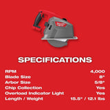 Milwaukee M18 FUEL 18V 8 in. Brushless Cordless Metal Cutting Circular Saw, Tool-Only (2982-20)