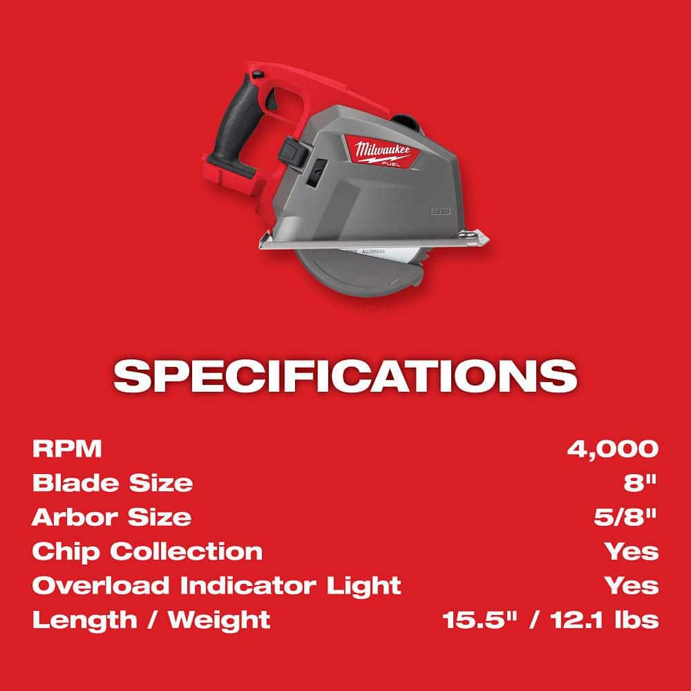 Milwaukee M18 FUEL 18V 8 in. Brushless Cordless Metal-Cutting Circular Saw Kit with 8.0Ah Battery and Rapid Charger