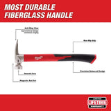Milwaukee 19 oz. Smooth Face Poly/Fiberglass Handle Hammer with 15 in. Pry Bar