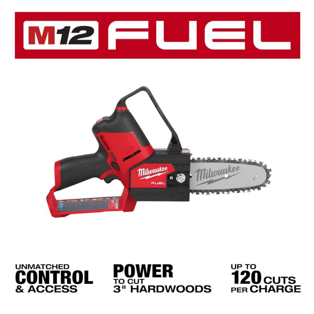 Milwaukee M12 FUEL 6 in. 12V Lithium-Ion Brushless Cordless HATCHET Pruning Saw Kit with M12 FUEL Hammer Drill & Impact Driver (2527-21/3497-22)