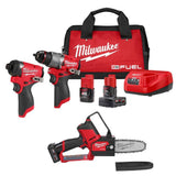 Milwaukee M12 FUEL 6 in. 12V Lithium-Ion Brushless Cordless HATCHET Pruning Saw Kit with M12 FUEL Hammer Drill & Impact Driver (2527-21/3497-22)