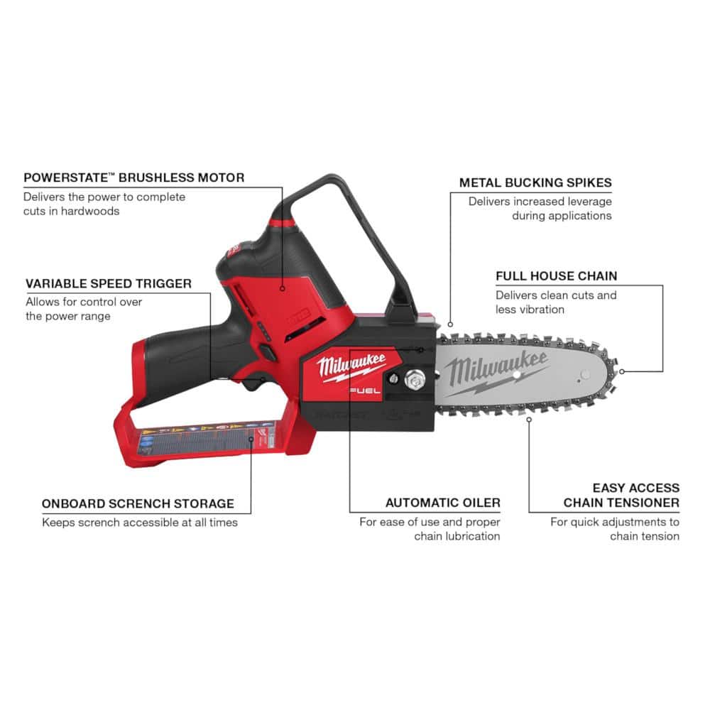 Milwaukee M12 FUEL 6 in. 12V Lithium-Ion Brushless Cordless HATCHET Pruning Saw Kit with M12 FUEL Hammer Drill & Impact Driver (2527-21/3497-22)