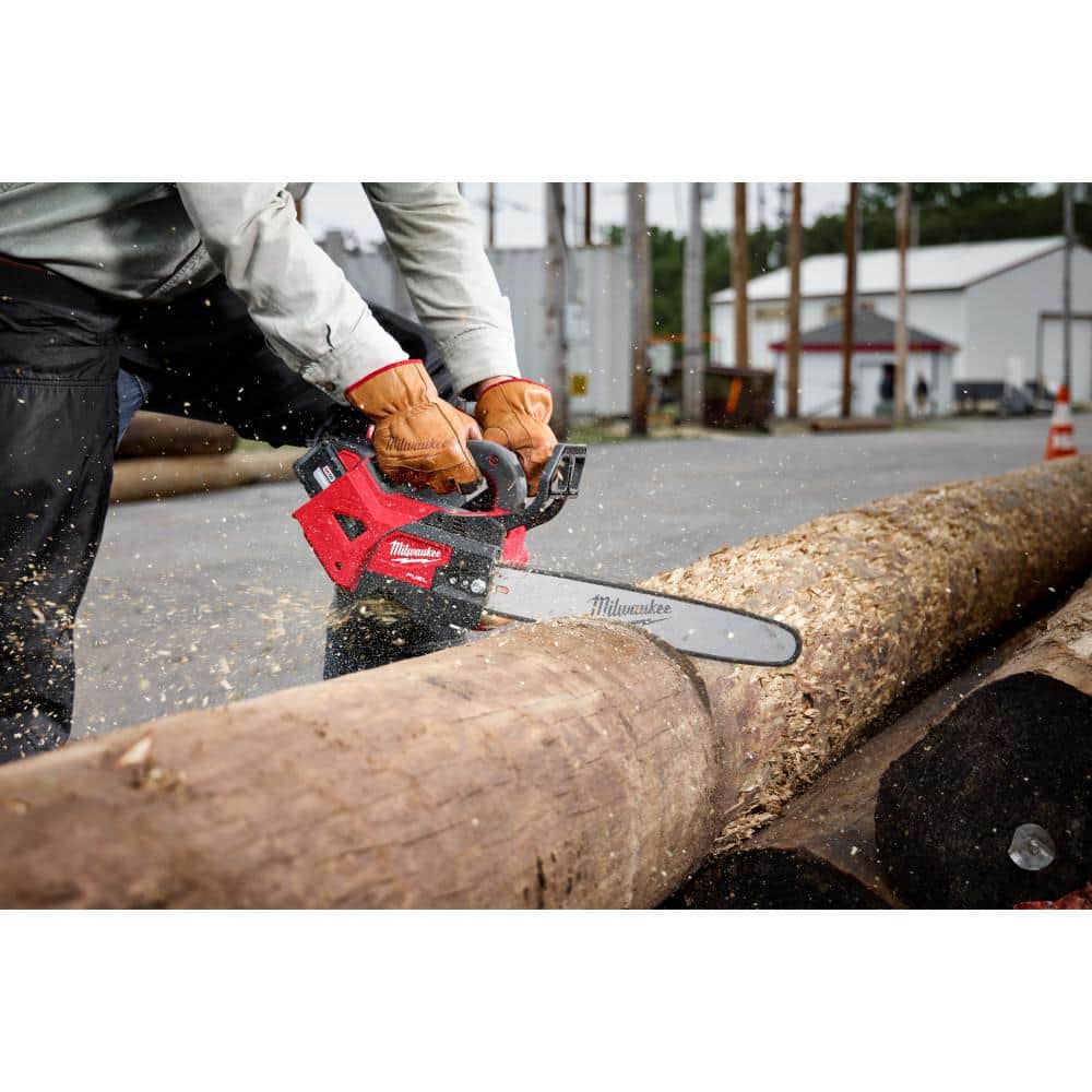 Milwaukee M18 FUEL 14 in. Top Handle 18V Lithium-Ion Brushless Cordless Chainsaw w/Blower Kit, 8.0 Ah Battery, Rapid Charger