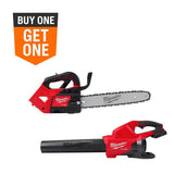 Milwaukee M18 FUEL 14 in. Top Handle 18V Brushless Cordless Chainsaw with M18 FUEL Dual Battery Blower, Tool-Only (2-Tool Combo)