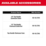 Milwaukee M18 FUEL 14 in. Top Handle 18V Lithium-Ion Brushless Cordless Chainsaw w/ String Trimmer, 8.0 Ah Battery, Charger