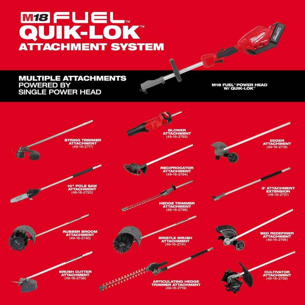Milwaukee M18 FUEL 14 in. Top Handle 18V Lithium-Ion Brushless Cordless Chainsaw w/ String Trimmer, 8.0 Ah Battery, Charger