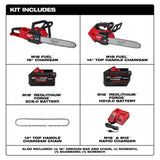 Milwaukee M18 FUEL 14 in. Top Handle 18V Lithium-Ion Brushless Cordless Chainsaw Kit with 8.0 Ah & 12.0 Ah Batteries and Charger (2-Tool)