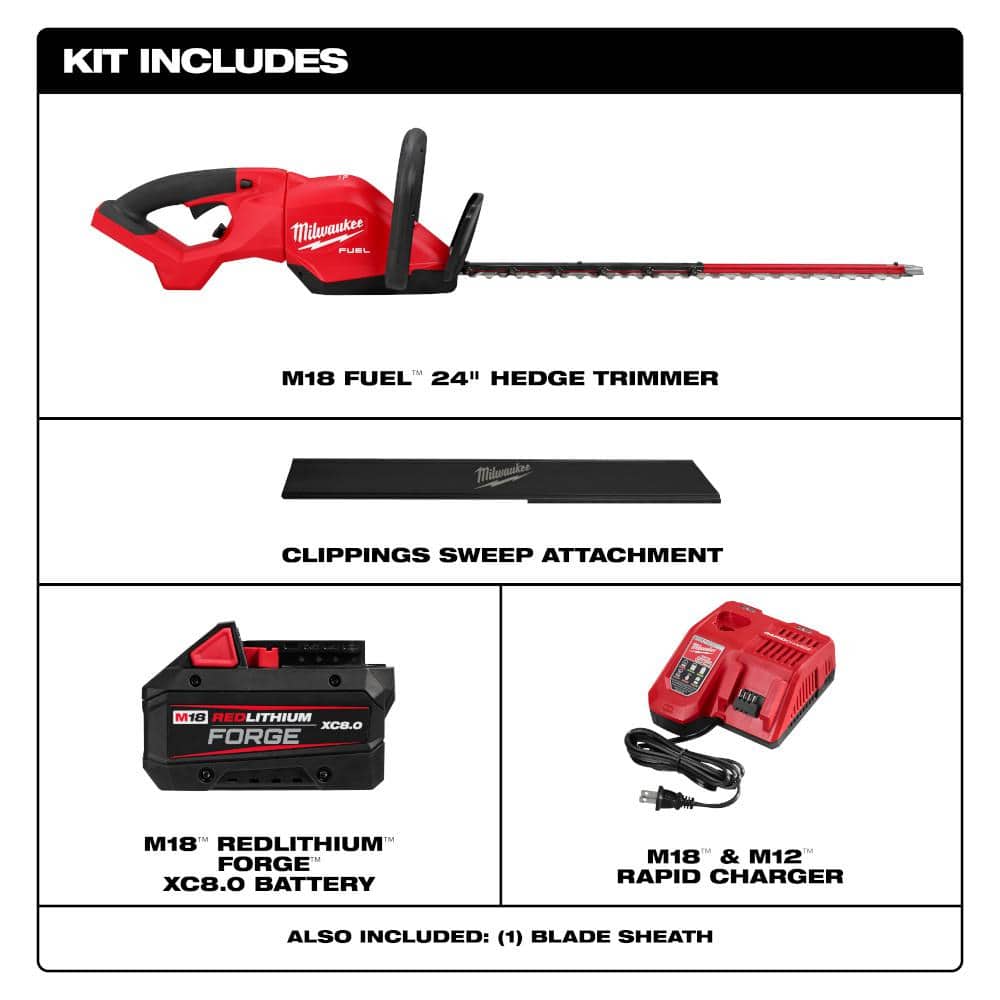 Milwaukee M18 FUEL 30" Cordless Hedge Trimmer Kit with 8.0 Ah Battery and Charger