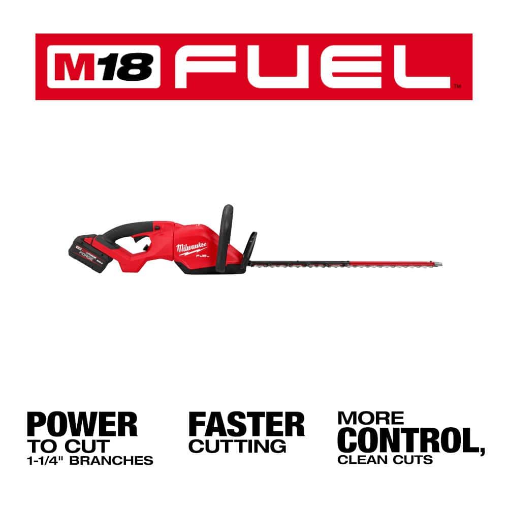 Milwaukee M18 FUEL 24" Cordless Hedge Trimmer Kit with 8.0 Ah FORGE Battery & Rapid Charger, 3033-21