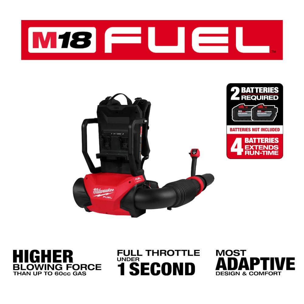 Milwaukee M18 FUEL 155 MPH 650 CFM Brushless Cordless Backpack Blower with Batteries and Charger