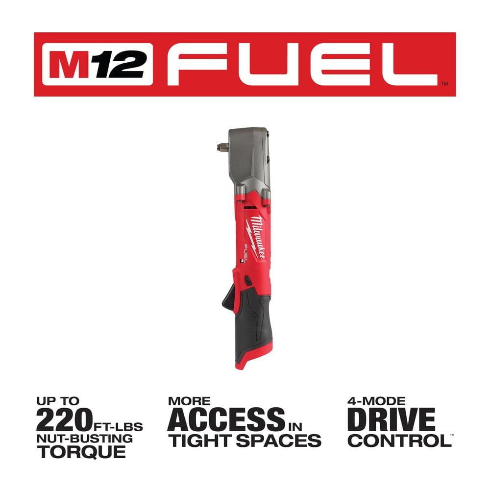 Milwaukee M12 12V Lithium‑Ion Cordless 3/8 in. Ratchet & 3/8 in. Right Angle Impact Wrench (Tool‑Only)