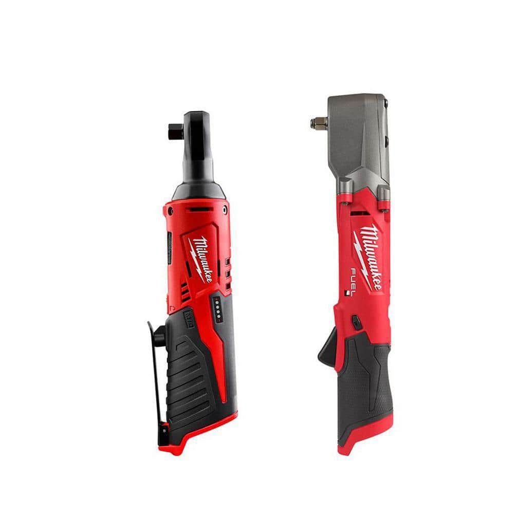 Milwaukee M12 12V Lithium‑Ion Cordless 3/8 in. Ratchet & 3/8 in. Right Angle Impact Wrench (Tool‑Only)