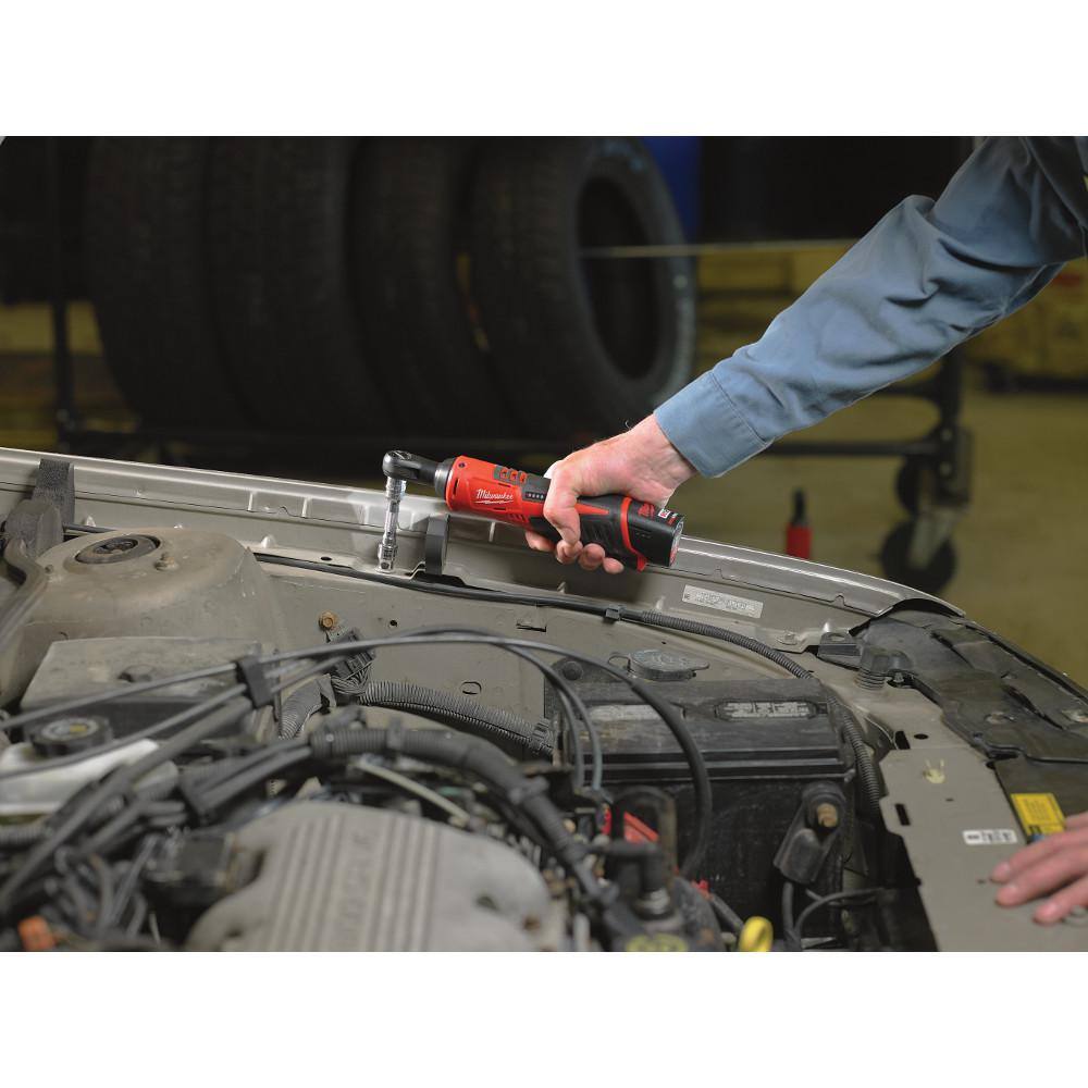 Milwaukee M12 12V Lithium‑Ion Cordless 3/8 in. Ratchet & 3/8 in. Right Angle Impact Wrench (Tool‑Only)